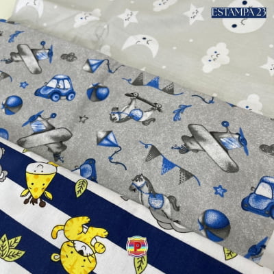 Tecido Tricoline Sortido Estampado e lisos