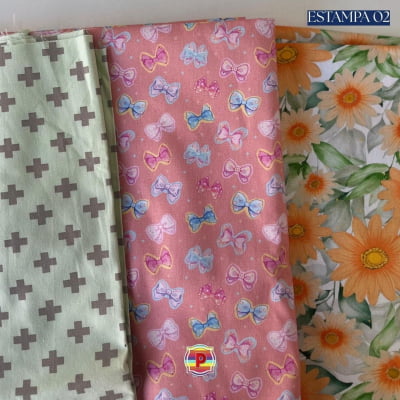 Tecido Tricoline Sortido Estampado e lisos