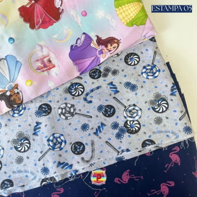 Tecido Tricoline Sortido Estampado e lisos