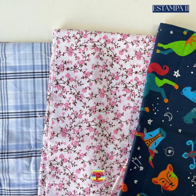 Tecido Tricoline Sortido Estampado e lisos