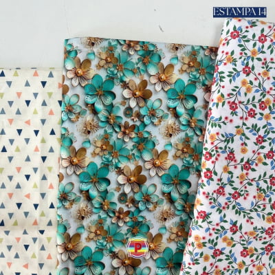 Tecido Tricoline Sortido Estampado e lisos