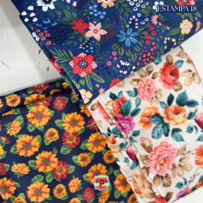 Tecido Tricoline Sortido Estampado e lisos