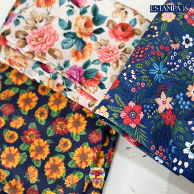 Tecido Tricoline Sortido Estampado e lisos