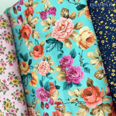 Tecido Tricoline Sortido Estampado e lisos