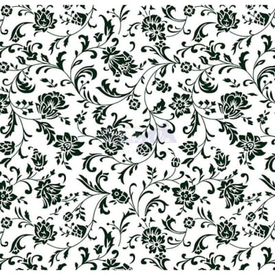 Tecido Tricoline Estampado 100% Algodão Floral (Branco/Preto) 180692-04