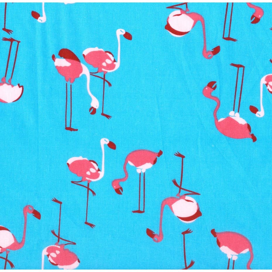 Tecido Tricoline Estampado Flamingo (Azul) 