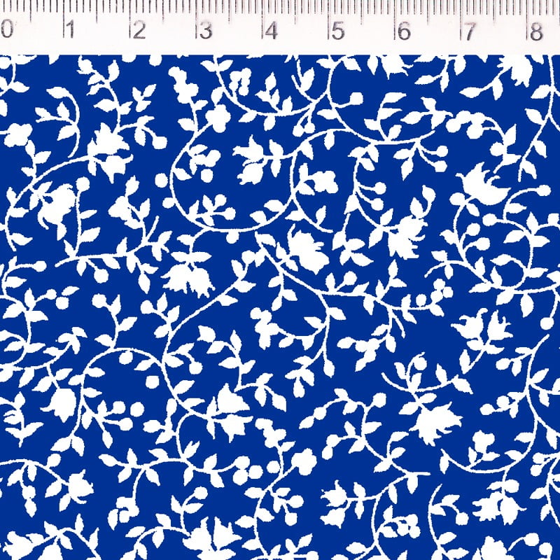 Tecido Tricoline Estampado Floral Cor Azul Royal 41032C-51