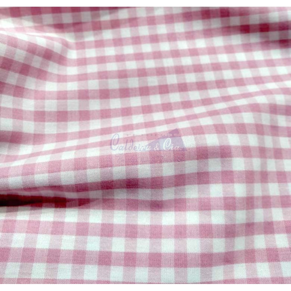 Tecido viscose rayon estampado xadrez marrom/pink